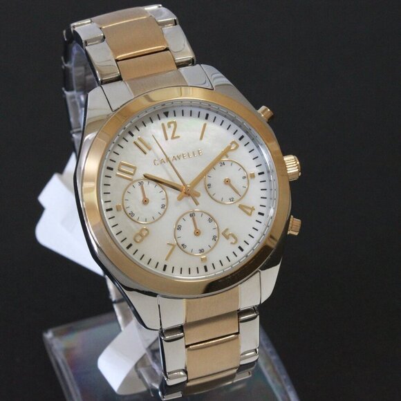 Caravelle Ladies Sports Watch By Bulova Chronograph Mother Of Pearl Dial 36mm - Picture 2 of 13